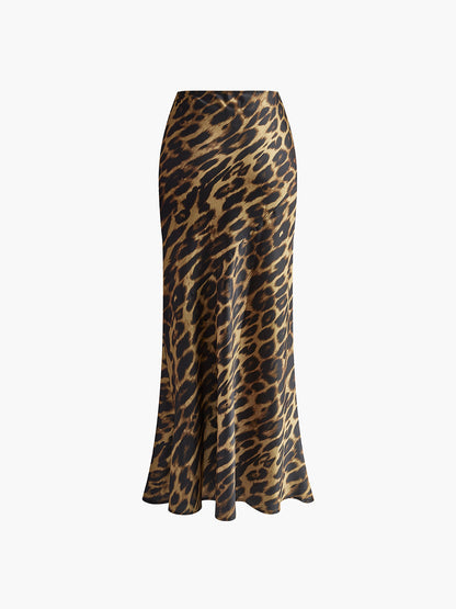 Aisha | Spódnica maxi w panterkę, dopasowany fason