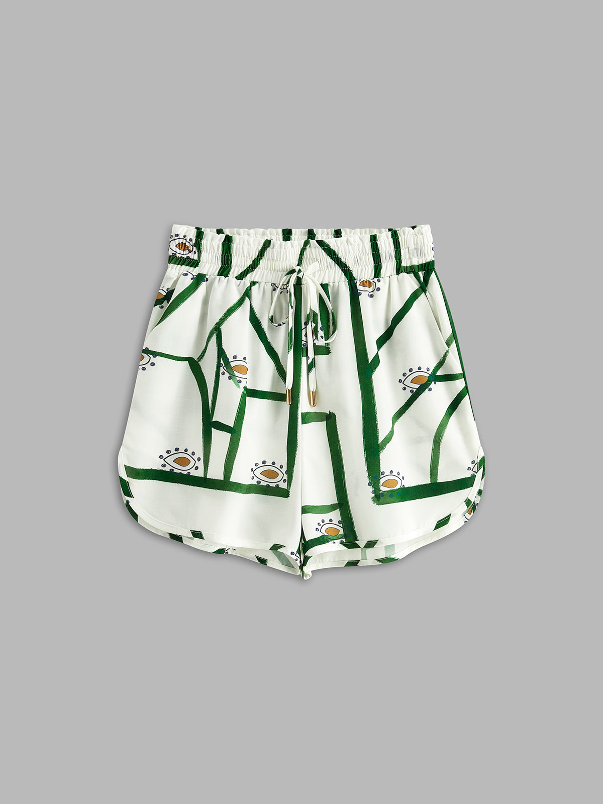 Karlie | Komplet damski z szortami w print, regulacja na troczek, casualowy fason
