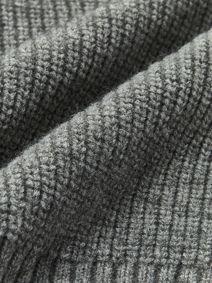 Lara | Damski sweter dzianinowy z denimu z kołnierzem typu lapel i prążkowaną fakturą