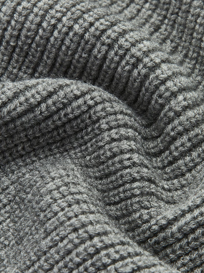 Lara | Damski sweter dzianinowy z denimu z kołnierzem typu lapel i prążkowaną fakturą