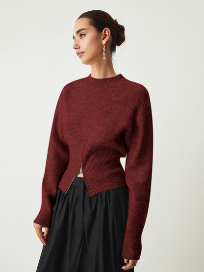 Edith | Damski sweter z półzamkiem i puszystą fakturą, wygodny i cozy fason
