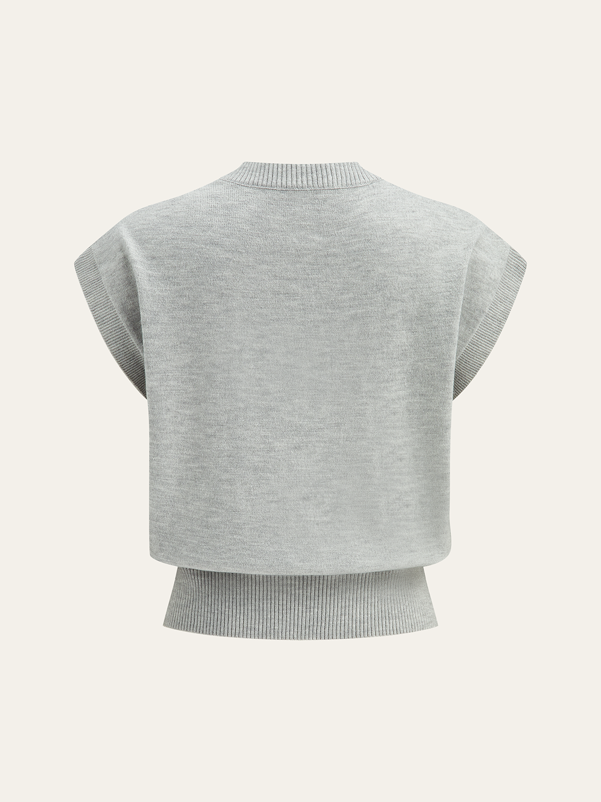 Iona | Damski dzianinowy top z aplikacjami kwiatowymi i krótkimi rękawami typu cap sleeve