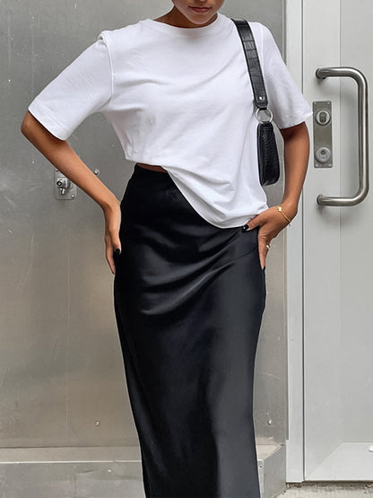 Eileen | Spódnica maxi satynowa w stylu utility, elegancki fason