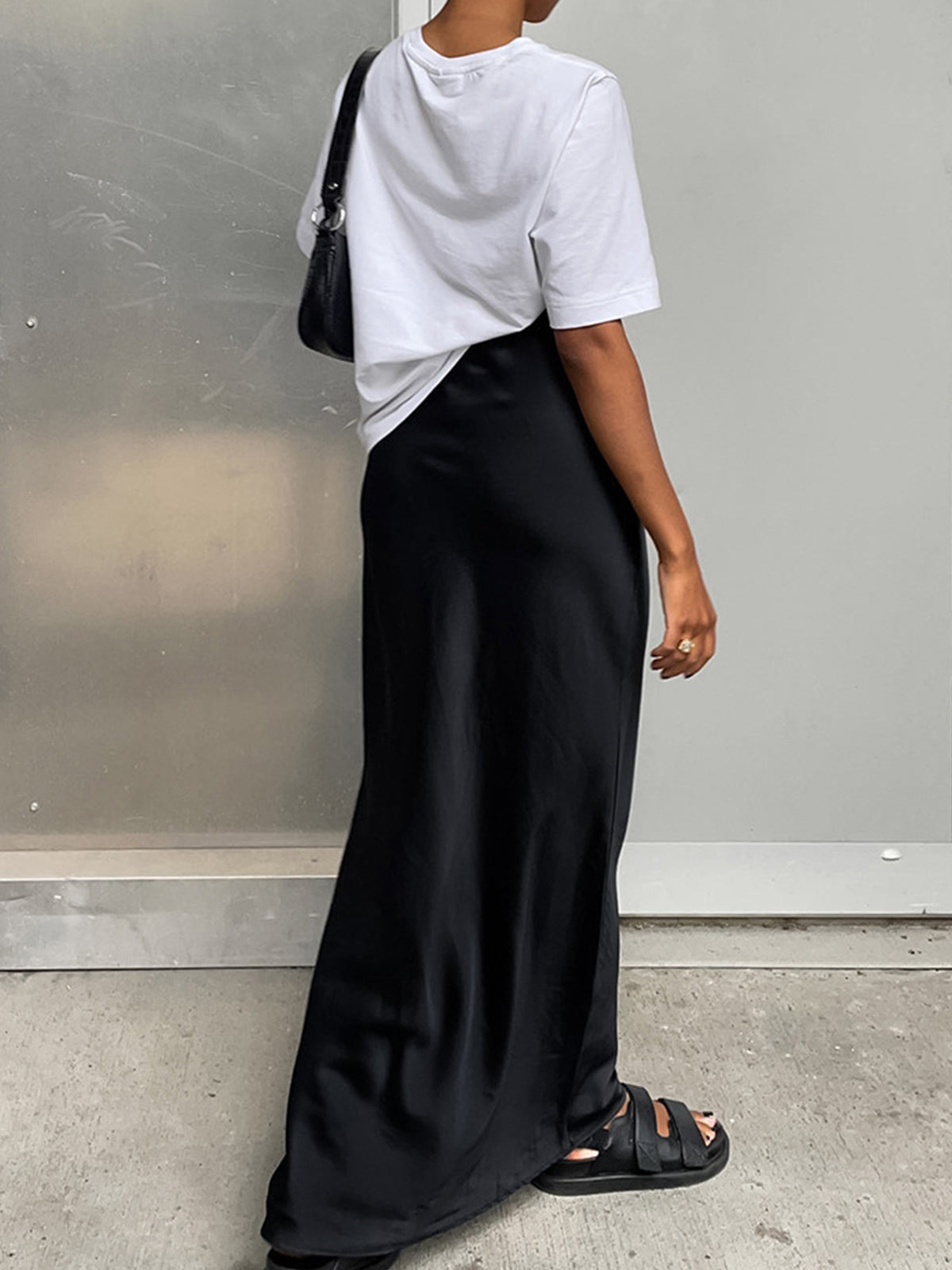 Eileen | Spódnica maxi satynowa w stylu utility, elegancki fason