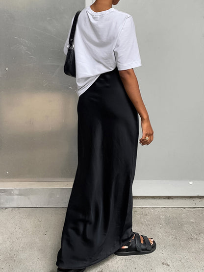 Eileen | Spódnica maxi satynowa w stylu utility, elegancki fason