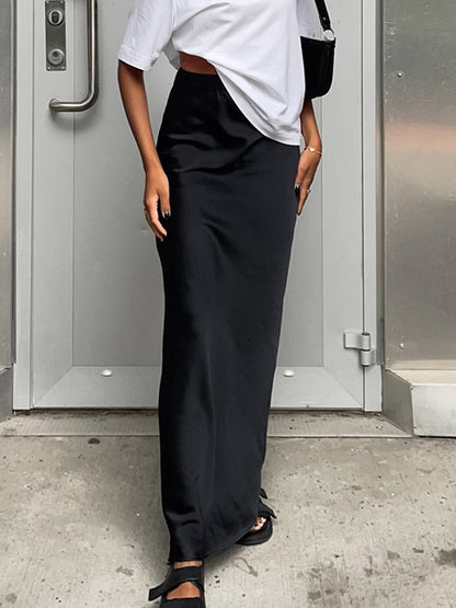 Eileen | Spódnica maxi satynowa w stylu utility, elegancki fason