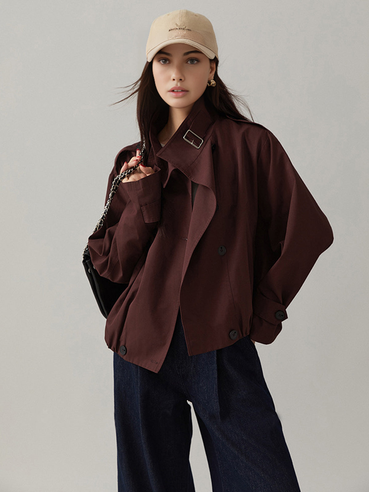 Sarah | Płaszcz damski typu trench vintage, luźny fason