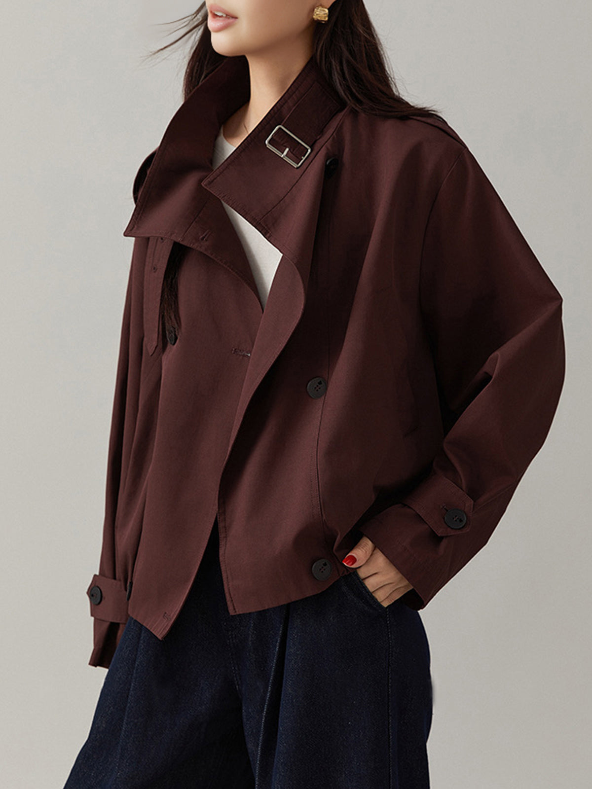 Sarah | Płaszcz damski typu trench vintage, luźny fason