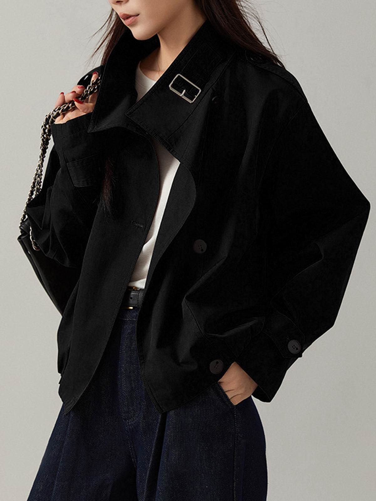 Sarah | Płaszcz damski typu trench vintage, luźny fason