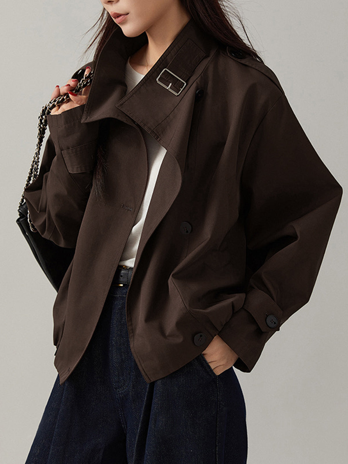 Sarah | Płaszcz damski typu trench vintage, luźny fason
