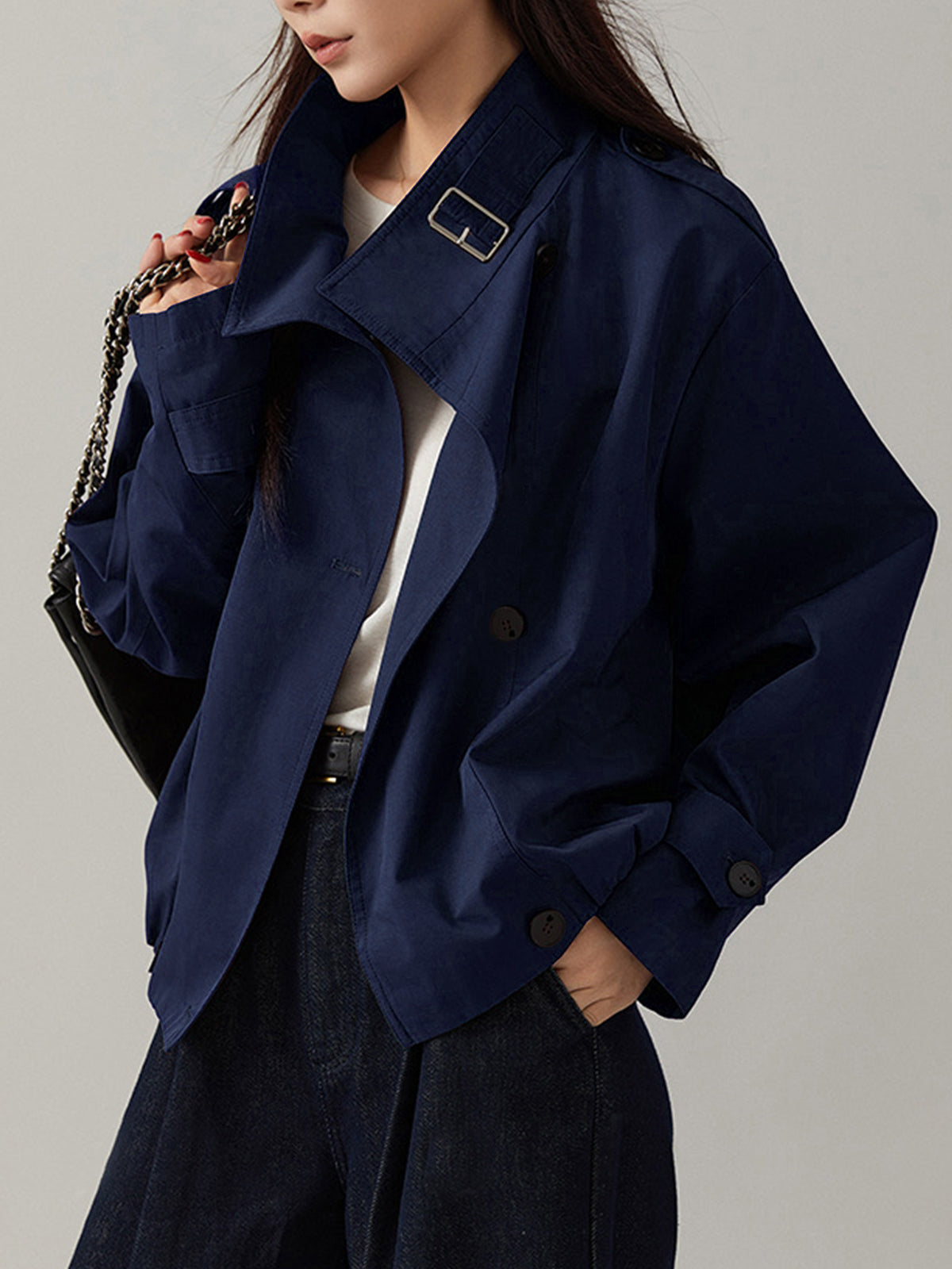 Sarah | Płaszcz damski typu trench vintage, luźny fason