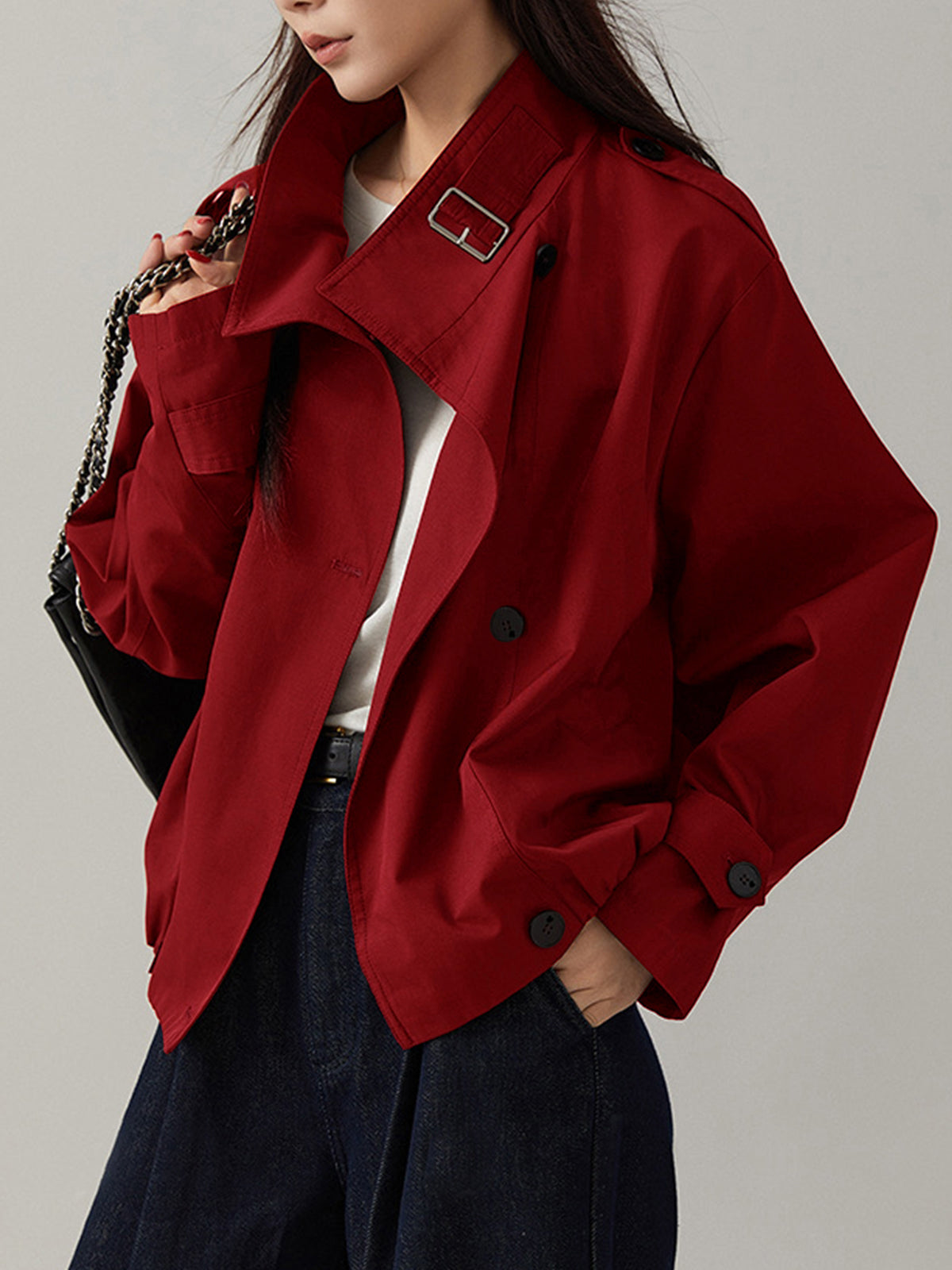Sarah | Płaszcz damski typu trench vintage, luźny fason
