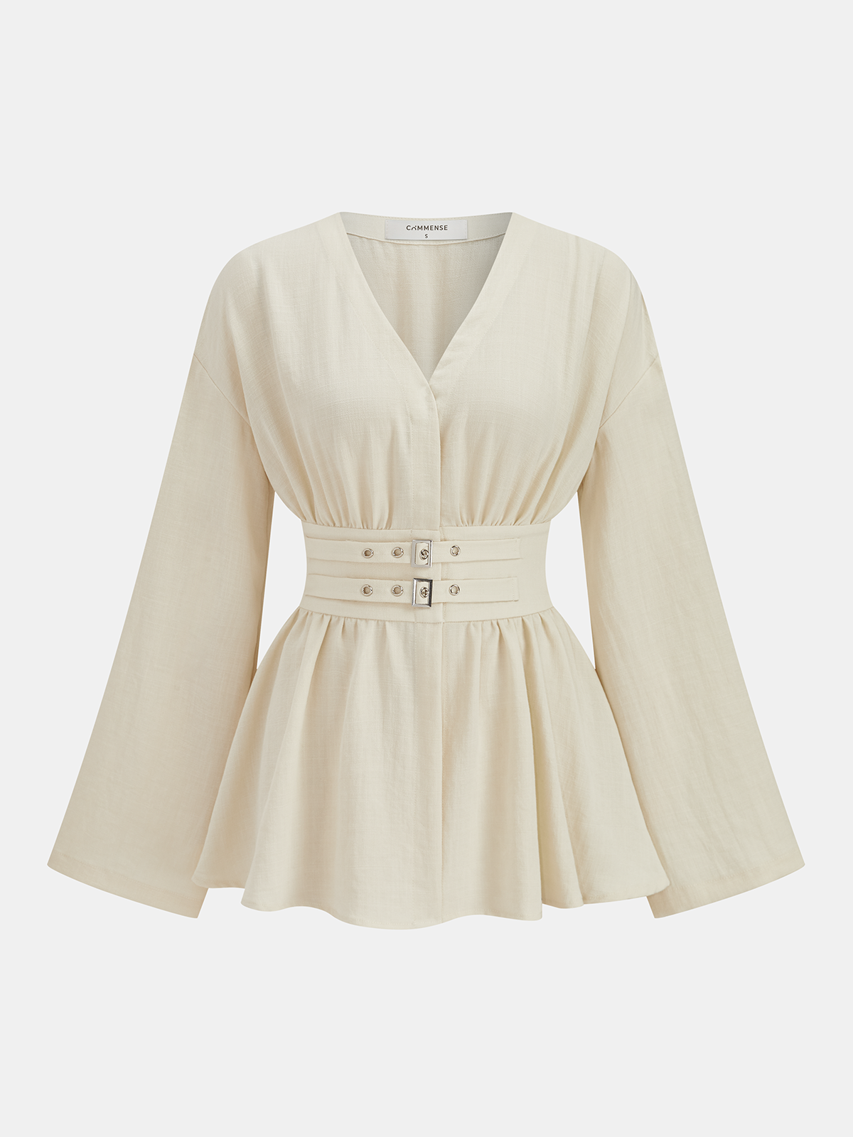 Karlene | Bluzka peplum z domieszką bawełny z podwójną klamrą