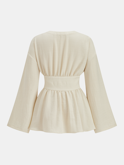 Karlene | Bluzka peplum z domieszką bawełny z podwójną klamrą