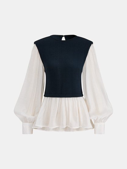 Harriet | Bluzka peplum w kolorowe bloky