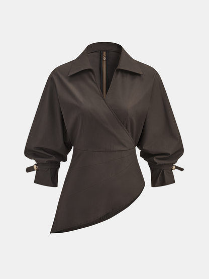 Laura | Bluzka kopertowa z tencelu o asymetrycznym kroju