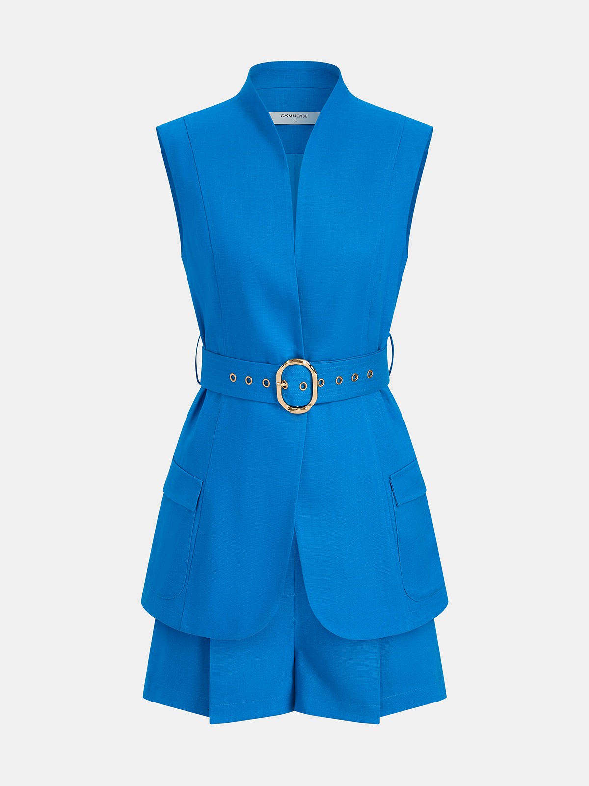 Ginny | Komplet damski bezrękawnik typu blazer i plisowane szorty