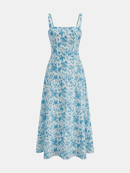 Mandy | Sukienka maxi na ramiączkach w kwiatowy print, lekki fason