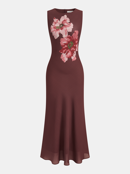 Karrie | Sukienka maxi bez rękawów w kwiatowy print, lekki fason