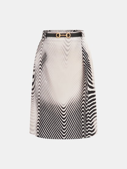 Helene | Komplet damski bez rękawów z topem i spódnicą midi w zebra print