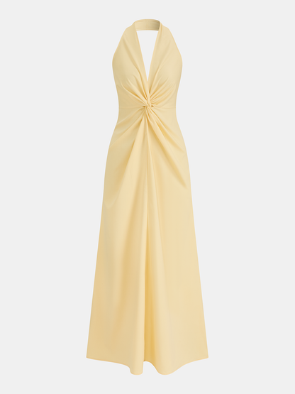 Laurie | Sukienka maxi typu halter ze skręconym detalem w talii, elegancki fason