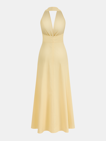 Laurie | Sukienka maxi typu halter ze skręconym detalem w talii, elegancki fason
