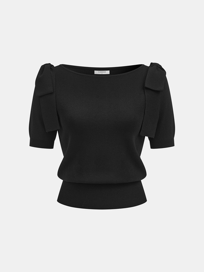 Mallory | Dzianinowy sweter damski z krótkim rękawem