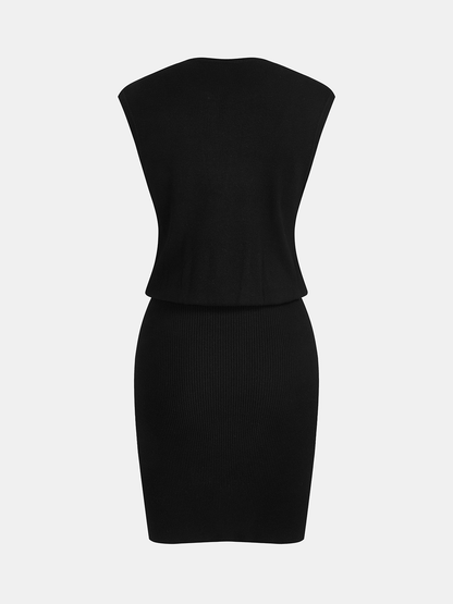 Pearl | Dzianinowa sukienka bodycon bez rękawów, zapinana na guziki