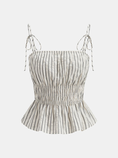 Francine | Komplet damski w paski z topem na ramiączkach peplum