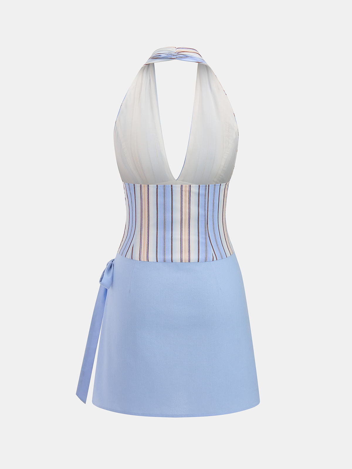 Bertha | Sukienka mini typu halter z mieszanki bawełny w paski, lekki fason