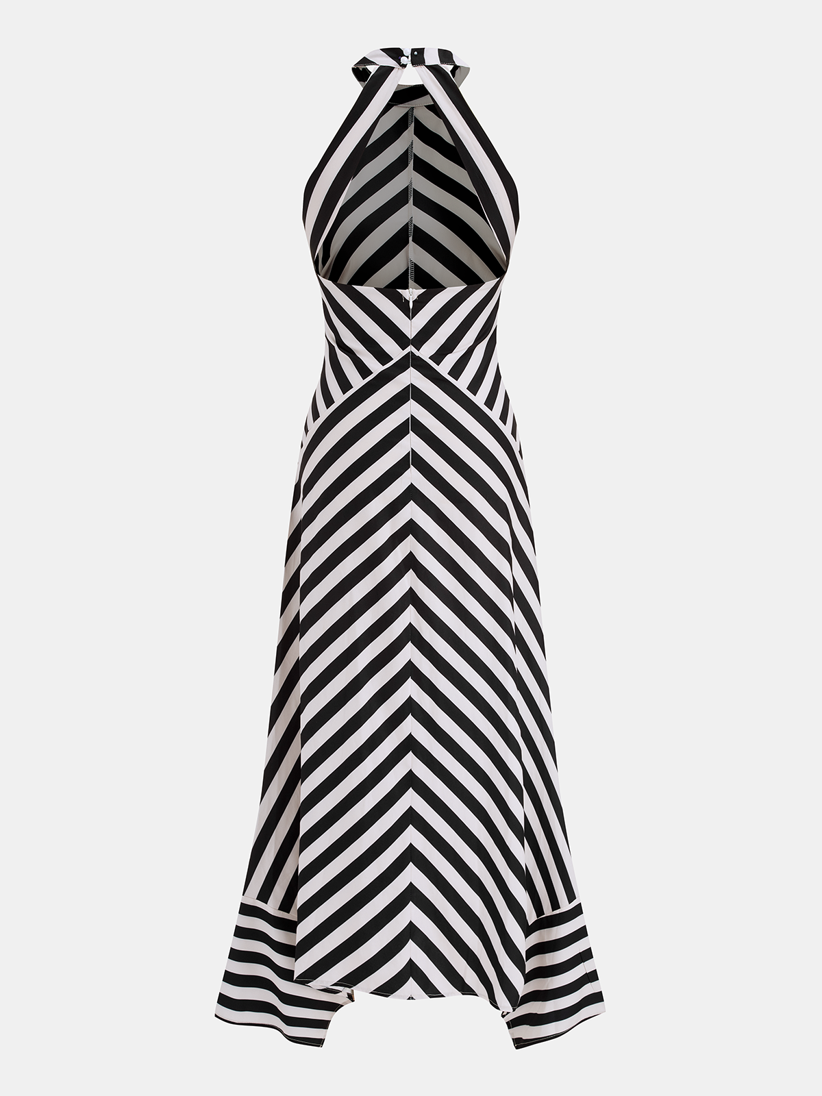 Angie | Sukienka damska maxi w paski typu halter z odkrytymi plecami