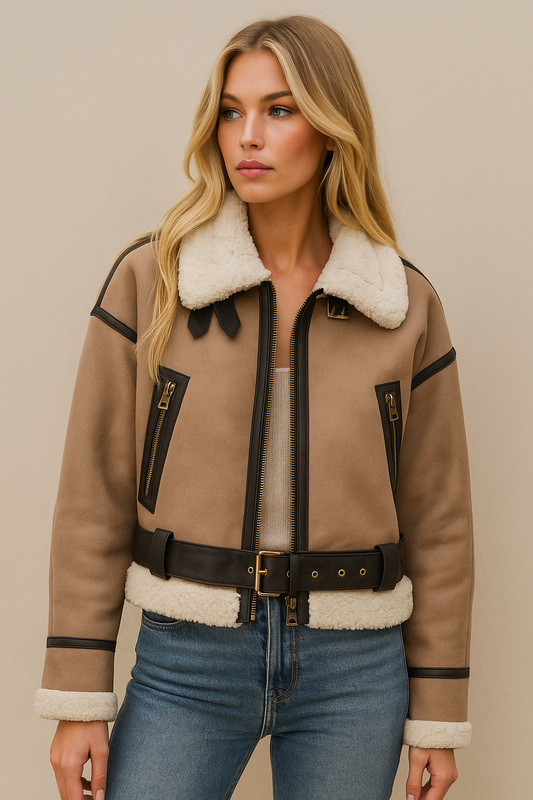 Rose – modna damska kurtka w stylu vintage z podszewką z pluszu