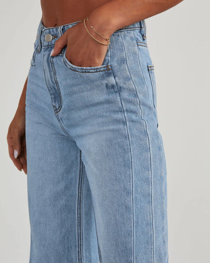 Barbara | Jeansy damskie wide leg | Szare, z nieobszytym dołem