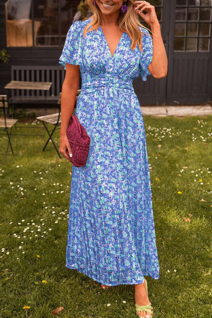 Leanne | Sukienka maxi w kwiatowy wzór z dekoltem w szpic, lekki