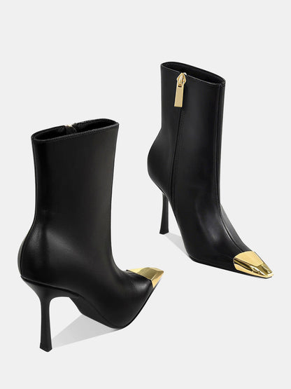 Nathalie | Botki damskie na obcasie z metalowym noskiem, stylowe eleganckie