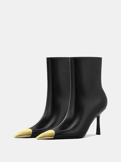 Nathalie | Botki damskie na obcasie z metalowym noskiem, stylowe eleganckie