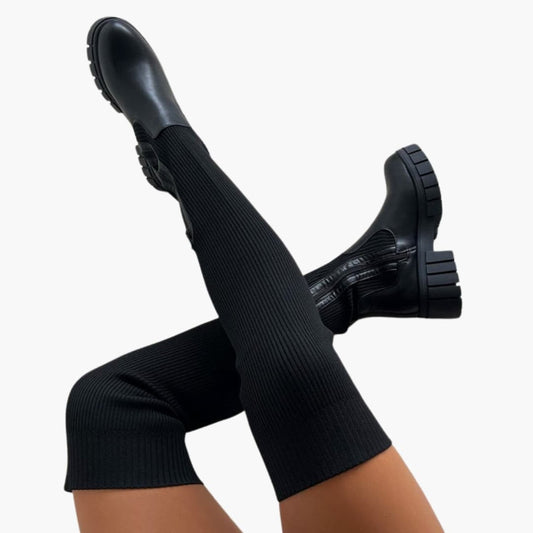 Arline - Damskie wysokie buty z elastyczną cholewką i grubą podeszwą