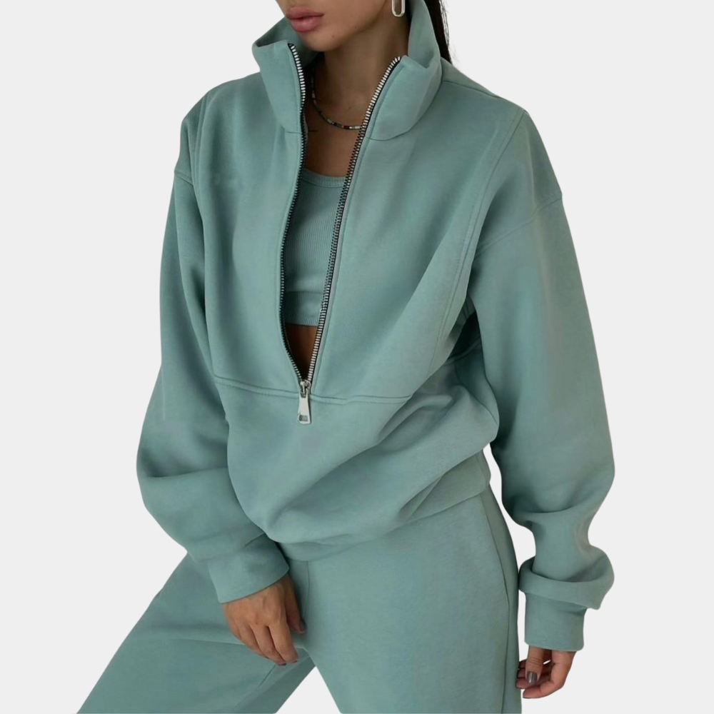 Elodie - Damski Luźny Dres | Z Półgolfem i Zamkiem