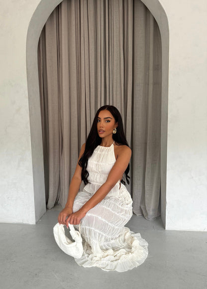 Diane | Damski zestaw Adelynn top halter i warstwowa spódnica maxi luźny
