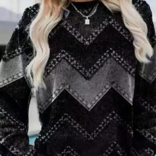 Rozalia - Dzianinowy sweter damski z wzorem w jodełkę