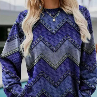 Rozalia - Dzianinowy sweter damski z wzorem w jodełkę