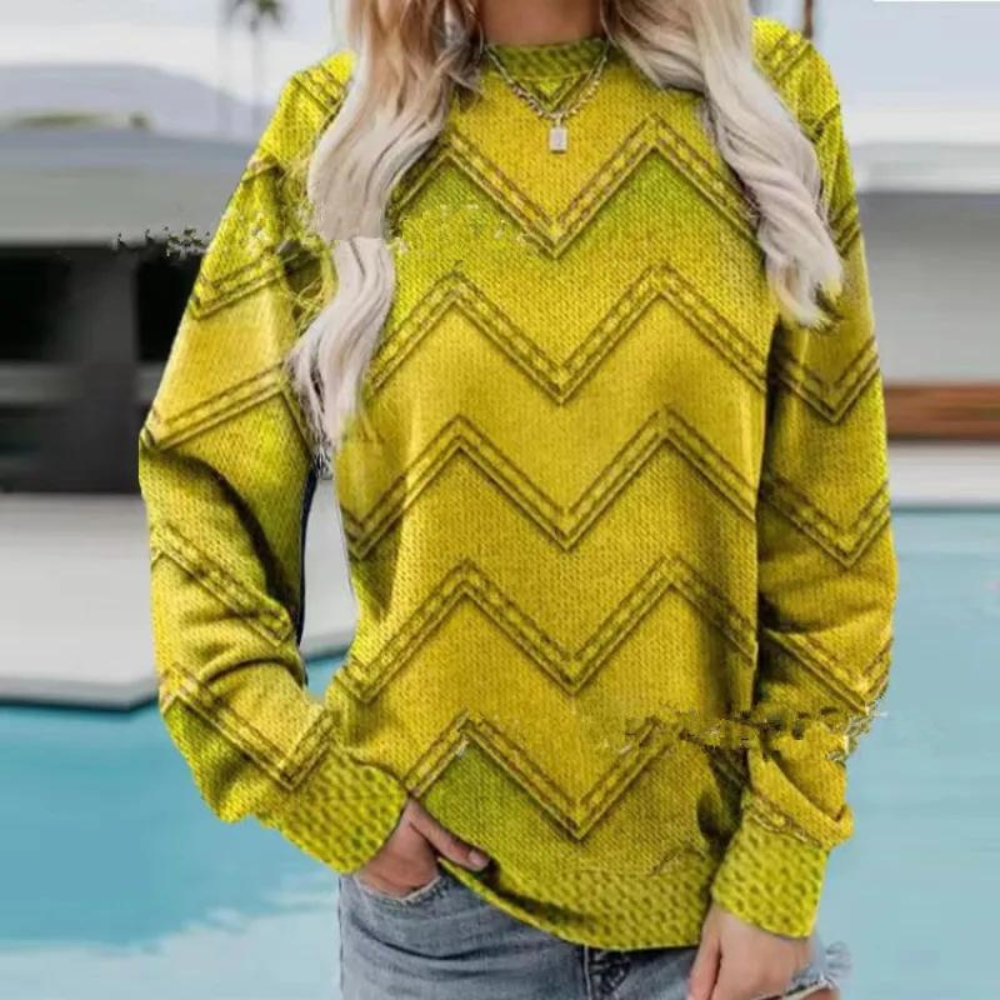 Rozalia - Dzianinowy sweter damski z wzorem w jodełkę