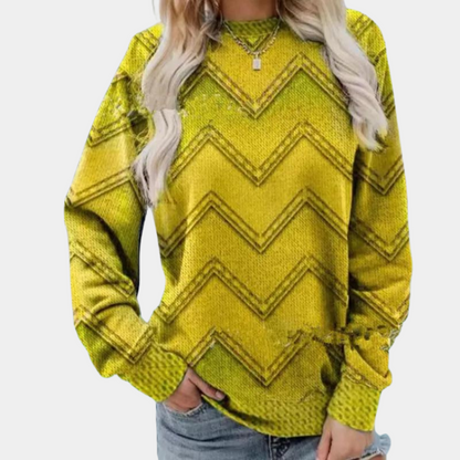 Rozalia - Dzianinowy sweter damski z wzorem w jodełkę