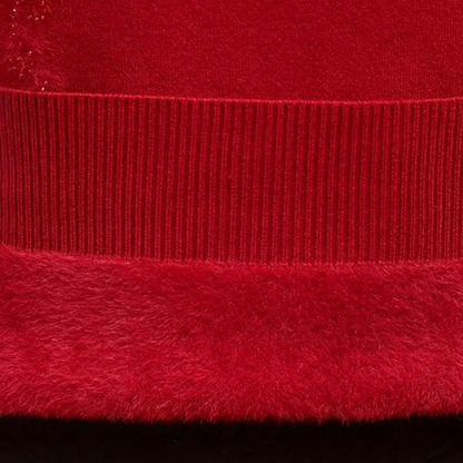 Malina - Dzianinowy sweter damski z kwiatowym wzorem i wysokim kołnierzem