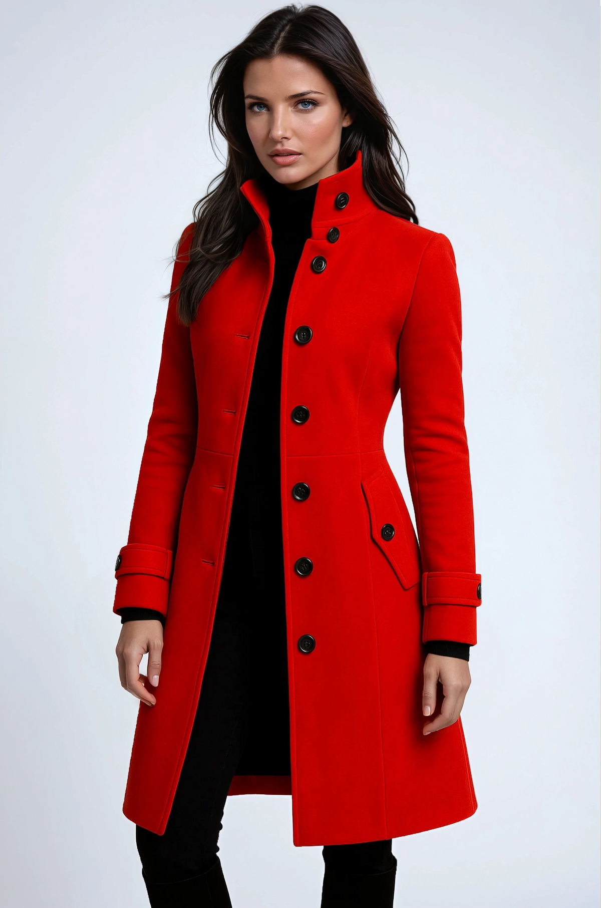 Elena | Elegancki trenchcoat zimowy z wysokim kołnierzem