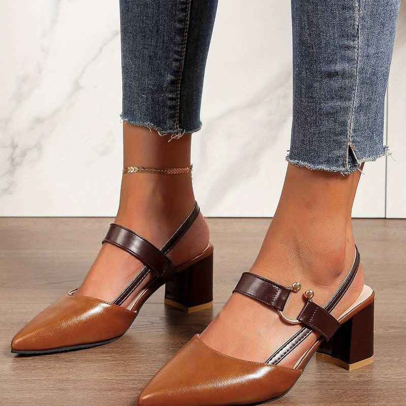Damskie sandały na słupku z paskiem typu slingback, ortopedyczne i wygodne