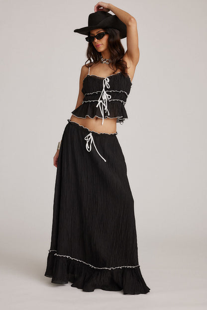 Kaylee | Damski komplet Roxy crop top i spódnica maxi boho letni lekki