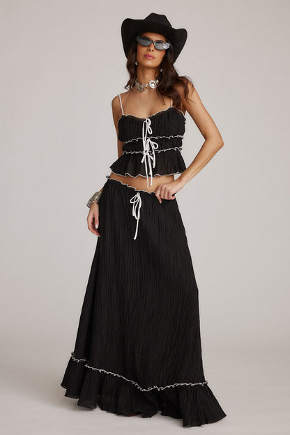Kaylee | Damski komplet Roxy crop top i spódnica maxi boho letni lekki