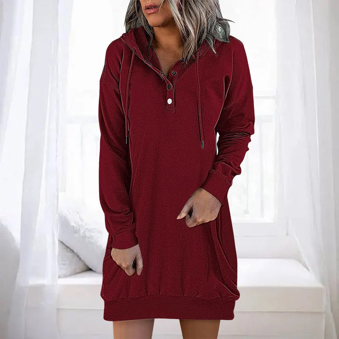 Kinga | Wygodna damska hoodie w jednolitym kolorze, minimalistyczny i nowoczesny fason