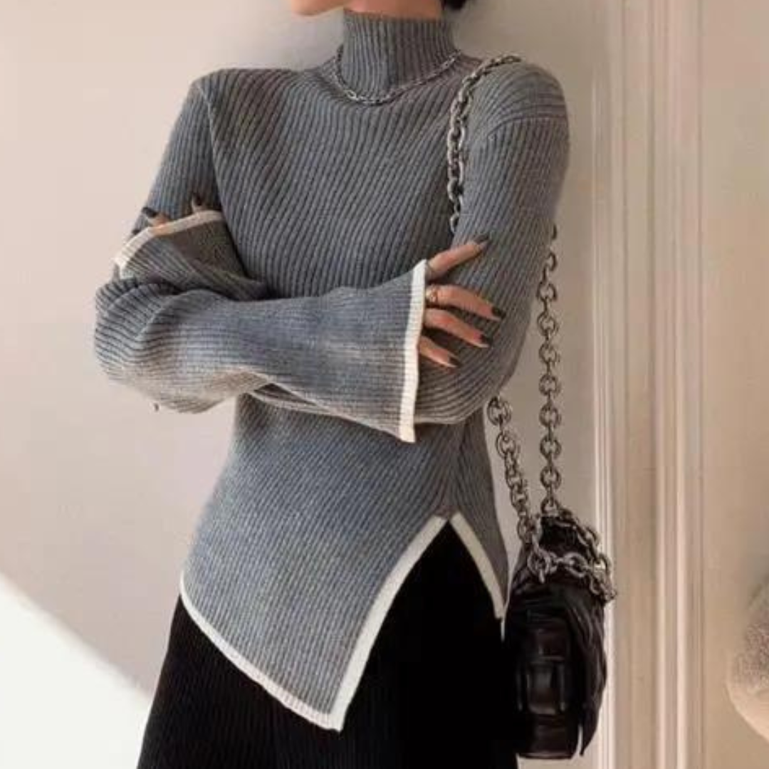 Emilia - Damski sweter z wysokim kołnierzem